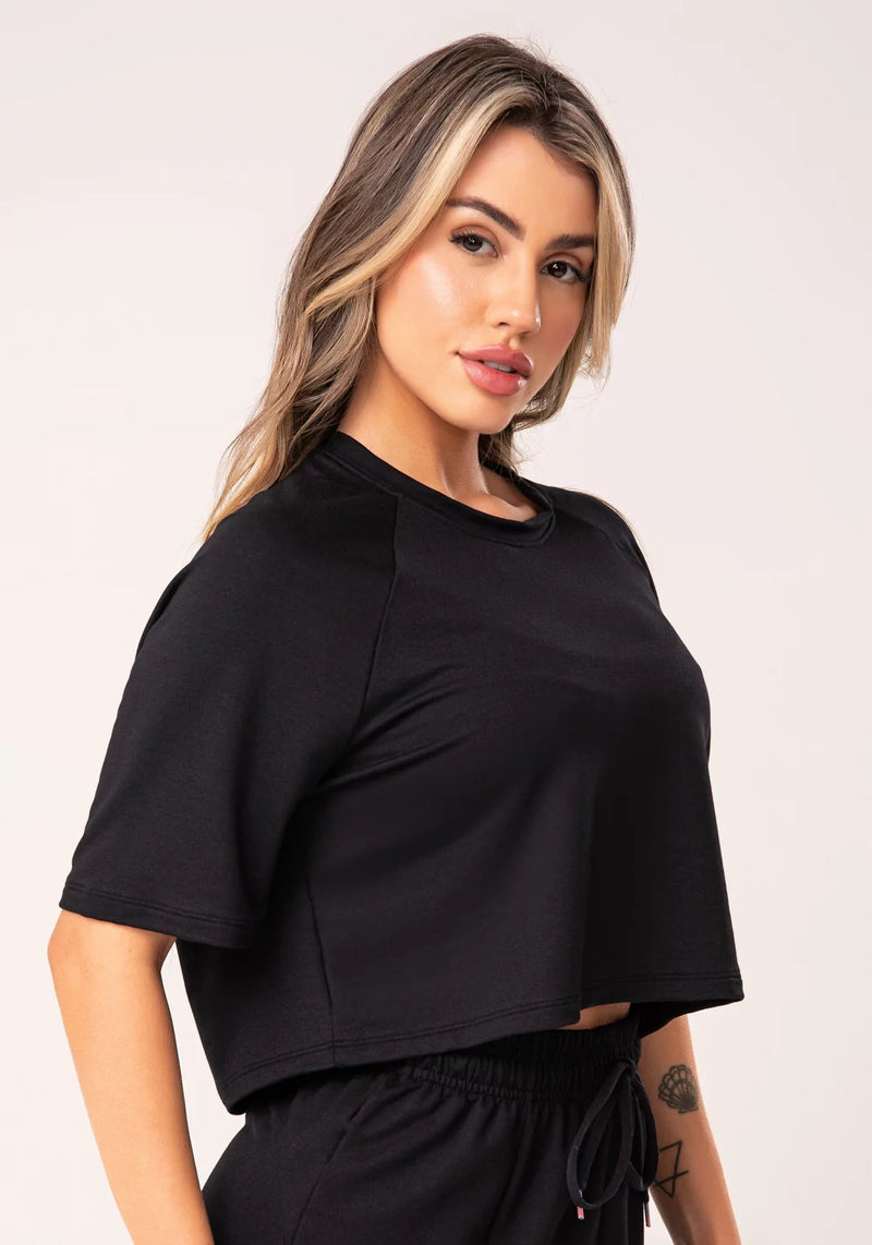 CROPPED FEMININO MOLETINHO MANGA CURTA TRIP FLOW